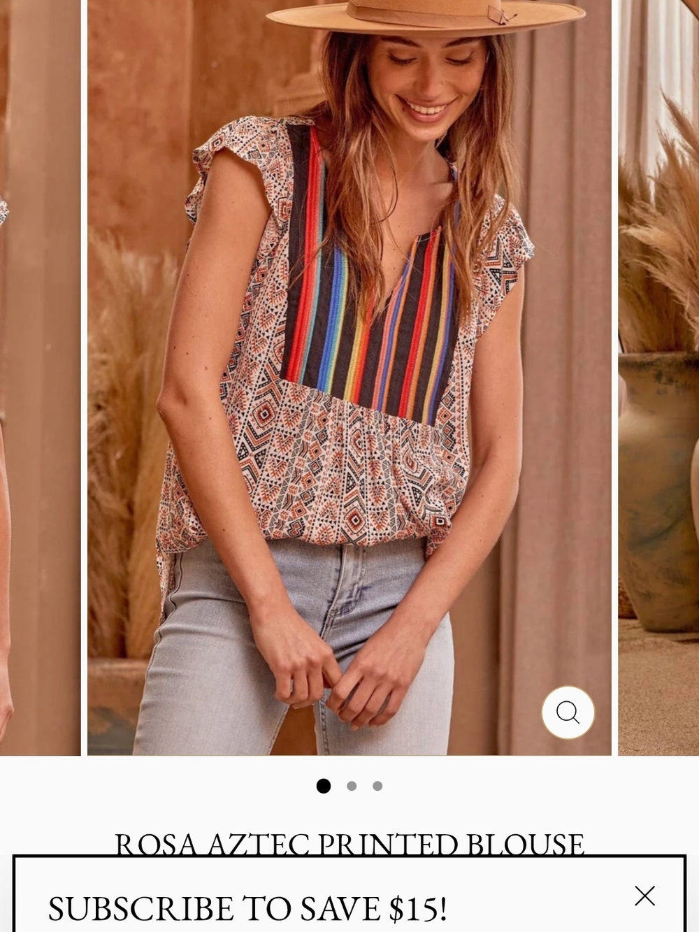 Savanna Jane Aztec Flutter Sleeve Blouse
